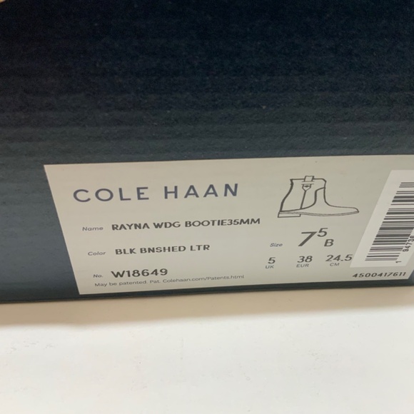 Cole Haan Rayna Wedge Bootie Black Almond Toe Suede Leather Ankle Boots 7.5 - Picture 13 of 13